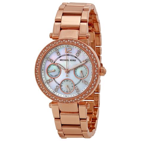 michael kors parker multi function rose gold tone ladies watch|Michael Kors parker rose watch.